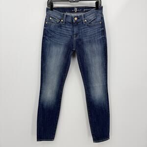 7 For All Mankind Gwenevere Skinny Jeans Dark Wash Mid Rise Stretch Zip Fly 26